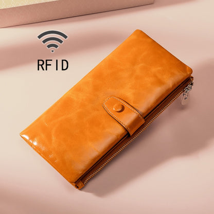 TP-189 Oilskin Leather กระเป๋าสตางค์หนัง RFID แบบมีซิปอเนกประสงค์