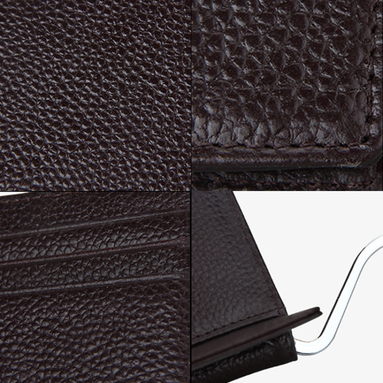 หนังวัวเนื้อลิ้นจี่ผู้ถือบัตรกระเป๋าสตางค์ RFID การปิดกั้นกระเป๋าเงินเหรียญบัตรกระเป๋าป้องกันกรณีที่มีช่องเสียบการ์ด 6 ใบขนาด: 110 * 82 * 8 มม.