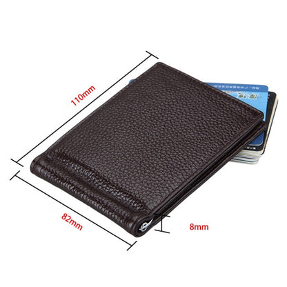 หนังวัวเนื้อลิ้นจี่ผู้ถือบัตรกระเป๋าสตางค์ RFID การปิดกั้นกระเป๋าเงินเหรียญบัตรกระเป๋าป้องกันกรณีที่มีช่องเสียบการ์ด 6 ใบขนาด: 110 * 82 * 8 มม.