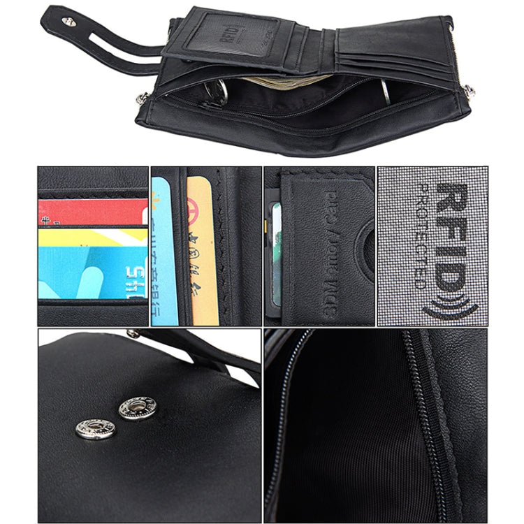 หนังวัวแท้เนื้อม้าบ้าซิป 3 พับผู้ถือบัตรกระเป๋าสตางค์ RFID การปิดกั้นกระเป๋าเงินเหรียญบัตรกระเป๋ากรณีการป้องกันสำหรับผู้ชายขนาด: 12*9.5*3.5 เซนติเมตร