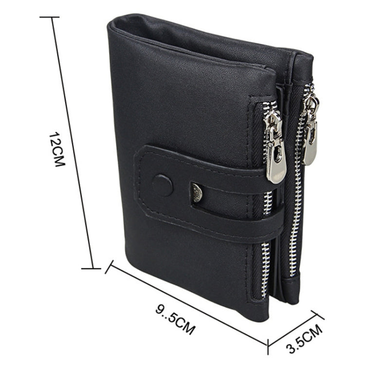 หนังวัวแท้เนื้อม้าบ้าซิป 3 พับผู้ถือบัตรกระเป๋าสตางค์ RFID การปิดกั้นกระเป๋าเงินเหรียญบัตรกระเป๋ากรณีการป้องกันสำหรับผู้ชายขนาด: 12*9.5*3.5 เซนติเมตร