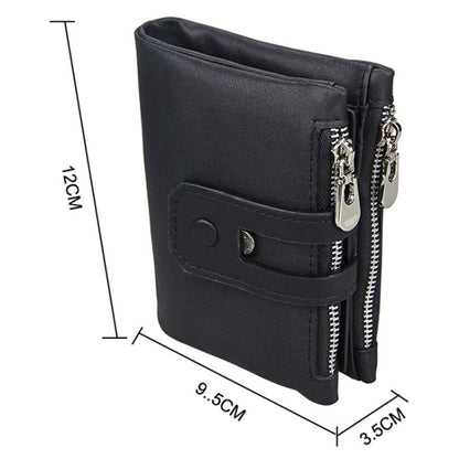 หนังวัวแท้เนื้อม้าบ้าซิป 3 พับผู้ถือบัตรกระเป๋าสตางค์ RFID การปิดกั้นกระเป๋าเงินเหรียญบัตรกระเป๋ากรณีการป้องกันสำหรับผู้ชายขนาด: 12*9.5*3.5 เซนติเมตร