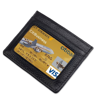 หนังวัวหนังลิ้นจี่เนื้อเปิดชนิดผู้ถือบัตรสีทึบ RFID บล็อกบัตรกระเป๋าเคสป้องกัน