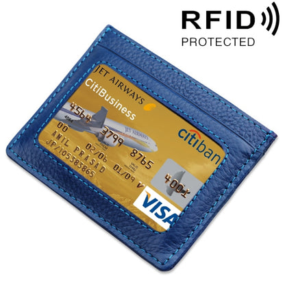 หนังวัวหนังลิ้นจี่เนื้อเปิดชนิดผู้ถือบัตรสีทึบ RFID บล็อกบัตรกระเป๋าเคสป้องกัน