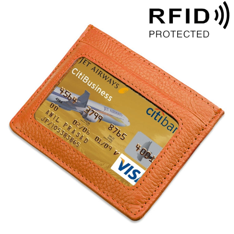 หนังวัวหนังลิ้นจี่เนื้อเปิดชนิดผู้ถือบัตรสีทึบ RFID บล็อกบัตรกระเป๋าเคสป้องกัน
