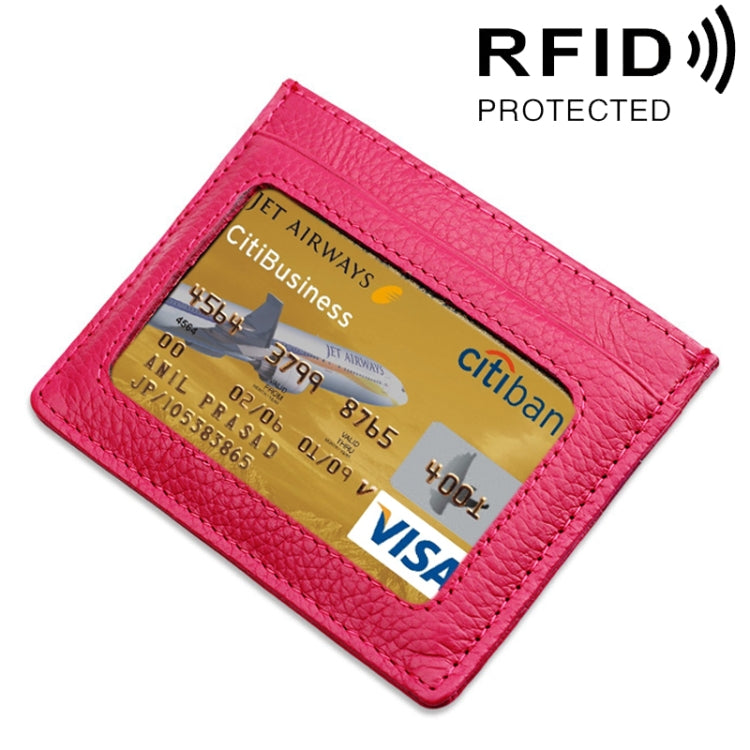 หนังวัวหนังลิ้นจี่เนื้อเปิดชนิดผู้ถือบัตรสีทึบ RFID บล็อกบัตรกระเป๋าเคสป้องกัน