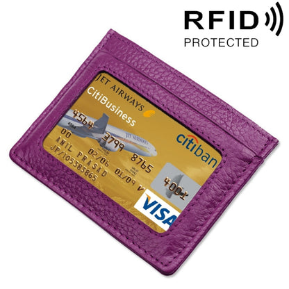 หนังวัวหนังลิ้นจี่เนื้อเปิดชนิดผู้ถือบัตรสีทึบ RFID บล็อกบัตรกระเป๋าเคสป้องกัน