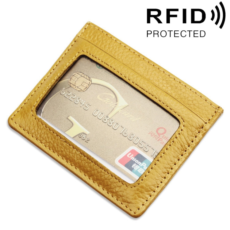 หนังวัวหนังลิ้นจี่เนื้อเปิดชนิดผู้ถือบัตรสีทึบ RFID บล็อกบัตรกระเป๋าเคสป้องกัน