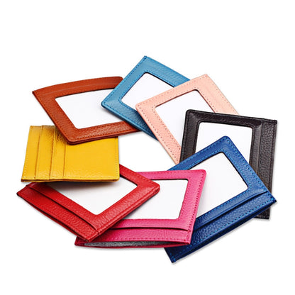หนังวัวหนังลิ้นจี่เนื้อเปิดชนิดผู้ถือบัตรสีทึบ RFID บล็อกบัตรกระเป๋าเคสป้องกัน