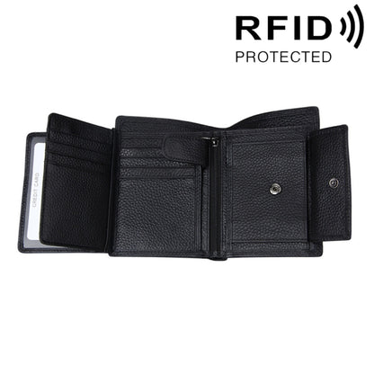 หนังวัวแท้ 3 พับผู้ถือบัตรกระเป๋าสตางค์ RFID ปิดกั้นบัตรกระเป๋าป้องกันกรณีสำหรับผู้ชายขนาด: 13 * 10.2 * 2.5 ซม.