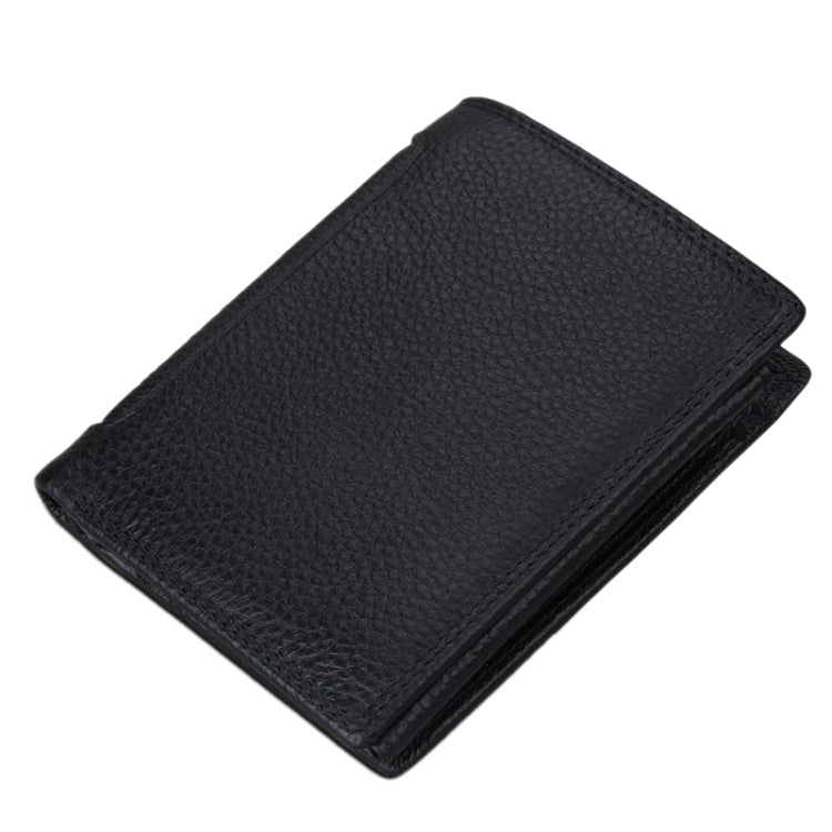 หนังวัวแท้ 3 พับผู้ถือบัตรกระเป๋าสตางค์ RFID ปิดกั้นบัตรกระเป๋าป้องกันกรณีสำหรับผู้ชายขนาด: 13 * 10.2 * 2.5 ซม.
