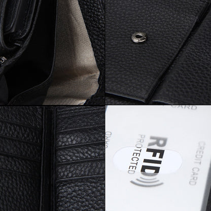 หนังวัวแท้ 3 พับผู้ถือบัตรกระเป๋าสตางค์ RFID ปิดกั้นบัตรกระเป๋าป้องกันกรณีสำหรับผู้ชายขนาด: 13 * 10.2 * 2.5 ซม.