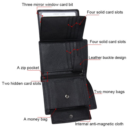 หนังวัวแท้ 3 พับผู้ถือบัตรกระเป๋าสตางค์ RFID ปิดกั้นบัตรกระเป๋าป้องกันกรณีสำหรับผู้ชายขนาด: 13 * 10.2 * 2.5 ซม.