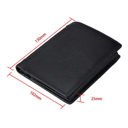หนังวัวแท้ 3 พับผู้ถือบัตรกระเป๋าสตางค์ RFID ปิดกั้นบัตรกระเป๋าป้องกันกรณีสำหรับผู้ชายขนาด: 13 * 10.2 * 2.5 ซม.