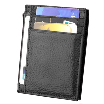 หนัง Cowhide สีทึบซิปผู้ถือบัตรกระเป๋าสตางค์ RFID การปิดกั้นกระเป๋าเงินเหรียญบัตรกระเป๋าป้องกันกรณี, ขนาด: 11 * 8 * 1.5 ซม.