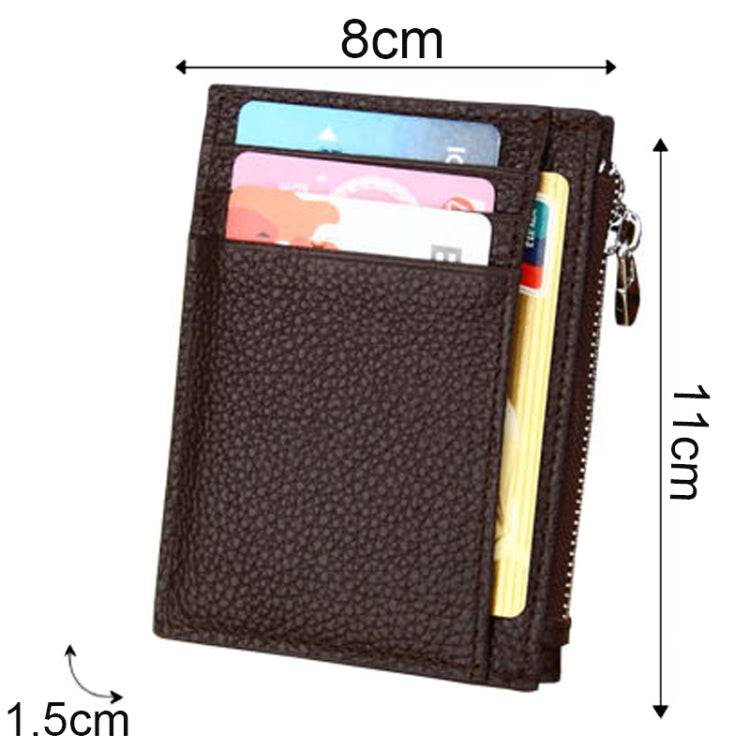 หนัง Cowhide สีทึบซิปผู้ถือบัตรกระเป๋าสตางค์ RFID การปิดกั้นกระเป๋าเงินเหรียญบัตรกระเป๋าป้องกันกรณี, ขนาด: 11 * 8 * 1.5 ซม.