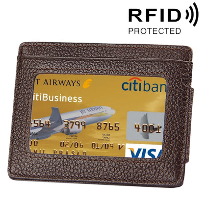 Cowhide หนังสีทึบผู้ถือบัตรกระเป๋าสตางค์ RFID บล็อกบัตรกระเป๋าป้องกันกรณีที่มี 3 ช่องเสียบการ์ดและกรอบรูปขนาด: 110 * 77 * 4 มม.