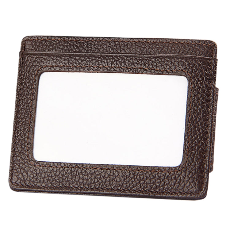 Cowhide หนังสีทึบผู้ถือบัตรกระเป๋าสตางค์ RFID บล็อกบัตรกระเป๋าป้องกันกรณีที่มี 3 ช่องเสียบการ์ดและกรอบรูปขนาด: 110 * 77 * 4 มม.