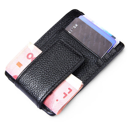Cowhide หนังสีทึบผู้ถือบัตรกระเป๋าสตางค์ RFID บล็อกบัตรกระเป๋าป้องกันกรณีที่มี 3 ช่องเสียบการ์ดและกรอบรูปขนาด: 110 * 77 * 4 มม.