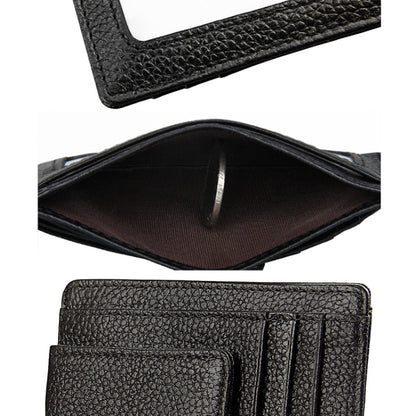 Cowhide หนังสีทึบผู้ถือบัตรกระเป๋าสตางค์ RFID บล็อกบัตรกระเป๋าป้องกันกรณีที่มี 3 ช่องเสียบการ์ดและกรอบรูปขนาด: 110 * 77 * 4 มม.