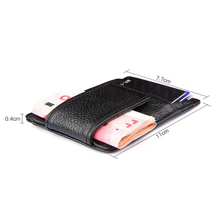Cowhide หนังสีทึบผู้ถือบัตรกระเป๋าสตางค์ RFID บล็อกบัตรกระเป๋าป้องกันกรณีที่มี 3 ช่องเสียบการ์ดและกรอบรูปขนาด: 110 * 77 * 4 มม.