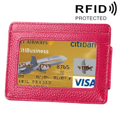Cowhide หนังสีทึบผู้ถือบัตรกระเป๋าสตางค์ RFID บล็อกบัตรกระเป๋าป้องกันกรณีที่มี 3 ช่องเสียบการ์ดและกรอบรูปขนาด: 110 * 77 * 4 มม.