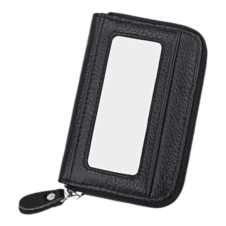 หนังวัวแท้สีทึบซิปแนวนอนผู้ถือบัตรกระเป๋าสตางค์ RFID บล็อกบัตรกระเป๋าป้องกันกรณีที่มีช่องเสียบการ์ด 12 ช่องขนาด: 11.5 * 7.5 ซม.