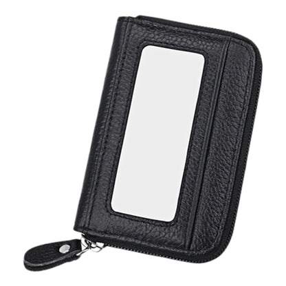 หนังวัวแท้สีทึบซิปแนวนอนผู้ถือบัตรกระเป๋าสตางค์ RFID บล็อกบัตรกระเป๋าป้องกันกรณีที่มีช่องเสียบการ์ด 12 ช่องขนาด: 11.5 * 7.5 ซม.