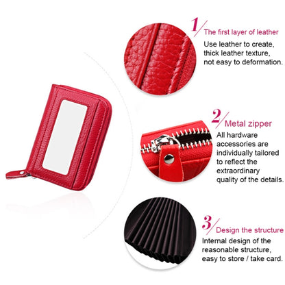 หนังวัวแท้สีทึบซิปแนวนอนผู้ถือบัตรกระเป๋าสตางค์ RFID บล็อกบัตรกระเป๋าป้องกันกรณีที่มีช่องเสียบการ์ด 12 ช่องขนาด: 11.5 * 7.5 ซม.