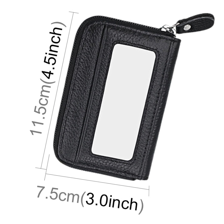หนังวัวแท้สีทึบซิปแนวนอนผู้ถือบัตรกระเป๋าสตางค์ RFID บล็อกบัตรกระเป๋าป้องกันกรณีที่มีช่องเสียบการ์ด 12 ช่องขนาด: 11.5 * 7.5 ซม.