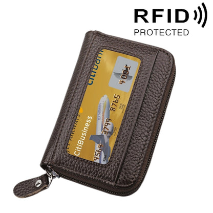 หนังวัวแท้สีทึบซิปแนวนอนผู้ถือบัตรกระเป๋าสตางค์ RFID บล็อกบัตรกระเป๋าป้องกันกรณีที่มีช่องเสียบการ์ด 12 ช่องขนาด: 11.5 * 7.5 ซม.