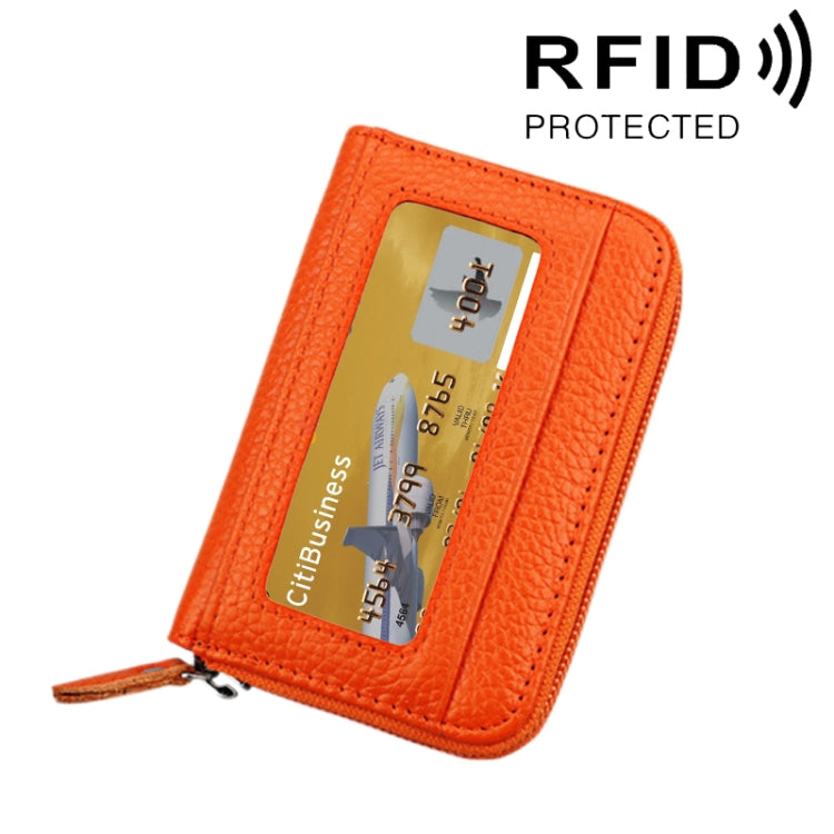 หนังวัวแท้สีทึบซิปแนวนอนผู้ถือบัตรกระเป๋าสตางค์ RFID บล็อกบัตรกระเป๋าป้องกันกรณีที่มีช่องเสียบการ์ด 12 ช่องขนาด: 11.5 * 7.5 ซม.