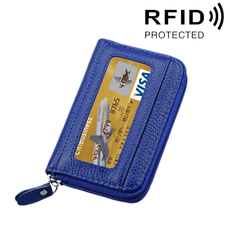หนังวัวแท้สีทึบซิปแนวนอนผู้ถือบัตรกระเป๋าสตางค์ RFID บล็อกบัตรกระเป๋าป้องกันกรณีที่มีช่องเสียบการ์ด 12 ช่องขนาด: 11.5 * 7.5 ซม.