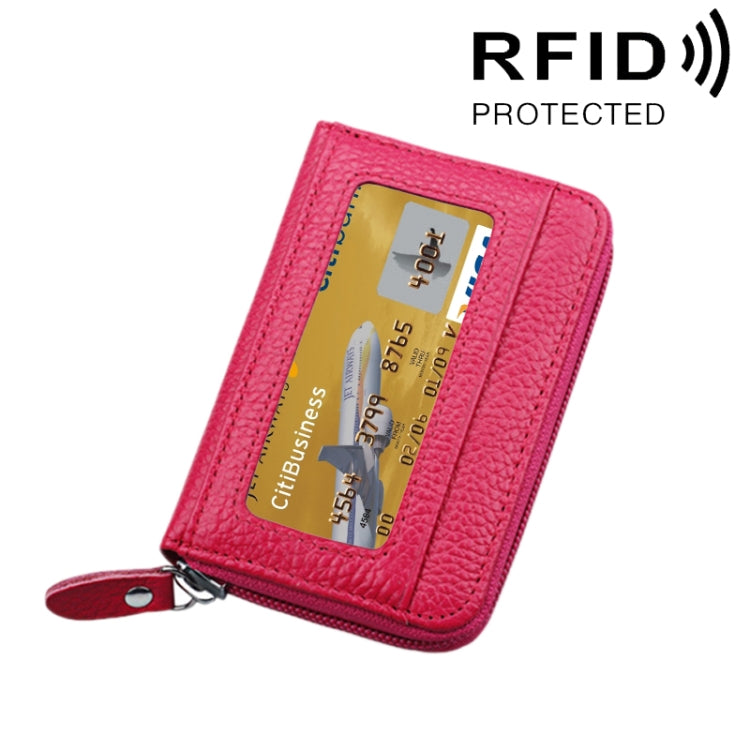 หนังวัวแท้สีทึบซิปแนวนอนผู้ถือบัตรกระเป๋าสตางค์ RFID บล็อกบัตรกระเป๋าป้องกันกรณีที่มีช่องเสียบการ์ด 12 ช่องขนาด: 11.5 * 7.5 ซม.
