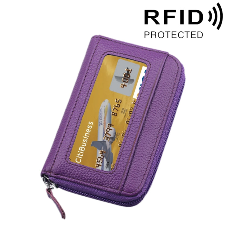 หนังวัวแท้สีทึบซิปแนวนอนผู้ถือบัตรกระเป๋าสตางค์ RFID บล็อกบัตรกระเป๋าป้องกันกรณีที่มีช่องเสียบการ์ด 12 ช่องขนาด: 11.5 * 7.5 ซม.