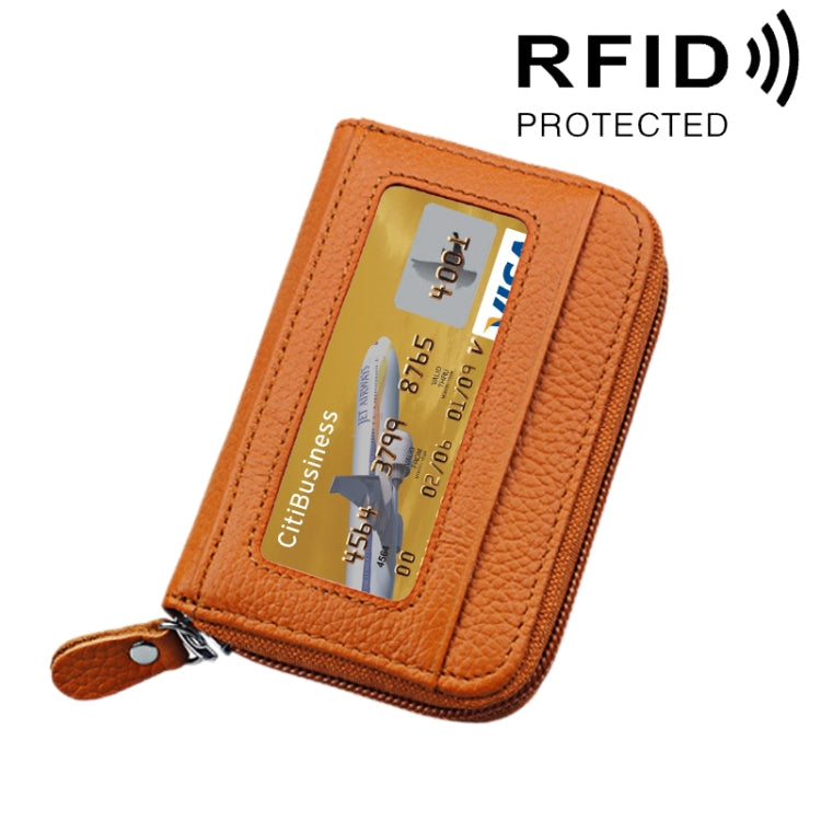 หนังวัวแท้สีทึบซิปแนวนอนผู้ถือบัตรกระเป๋าสตางค์ RFID บล็อกบัตรกระเป๋าป้องกันกรณีที่มีช่องเสียบการ์ด 12 ช่องขนาด: 11.5 * 7.5 ซม.