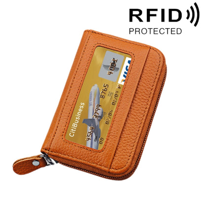 หนังวัวแท้สีทึบซิปแนวนอนผู้ถือบัตรกระเป๋าสตางค์ RFID บล็อกบัตรกระเป๋าป้องกันกรณีที่มีช่องเสียบการ์ด 12 ช่องขนาด: 11.5 * 7.5 ซม.