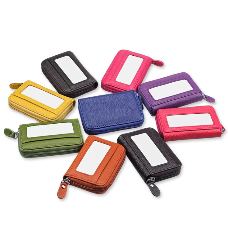 หนังวัวแท้สีทึบซิปแนวนอนผู้ถือบัตรกระเป๋าสตางค์ RFID บล็อกบัตรกระเป๋าป้องกันกรณีที่มีช่องเสียบการ์ด 12 ช่องขนาด: 11.5 * 7.5 ซม.