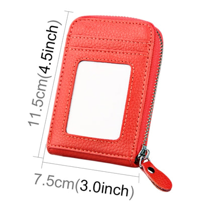 หนังวัวแท้สีทึบซิปแนวตั้งผู้ถือบัตรกระเป๋าสตางค์ RFID บล็อกบัตรกระเป๋าป้องกันกรณีที่มีช่องเสียบการ์ด 12 ช่องขนาด: 11.5 * 7.5 ซม.