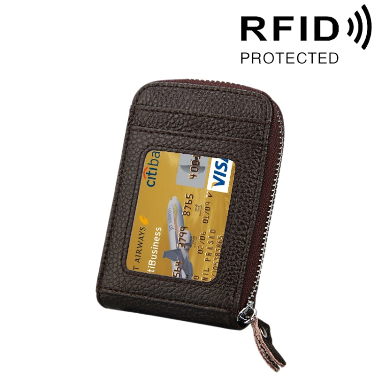 หนังวัวแท้สีทึบซิปแนวตั้งผู้ถือบัตรกระเป๋าสตางค์ RFID บล็อกบัตรกระเป๋าป้องกันกรณีที่มีช่องเสียบการ์ด 12 ช่องขนาด: 11.5 * 7.5 ซม.