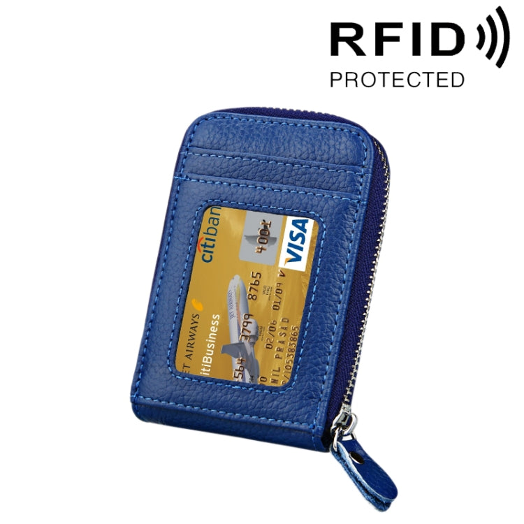 หนังวัวแท้สีทึบซิปแนวตั้งผู้ถือบัตรกระเป๋าสตางค์ RFID บล็อกบัตรกระเป๋าป้องกันกรณีที่มีช่องเสียบการ์ด 12 ช่องขนาด: 11.5 * 7.5 ซม.