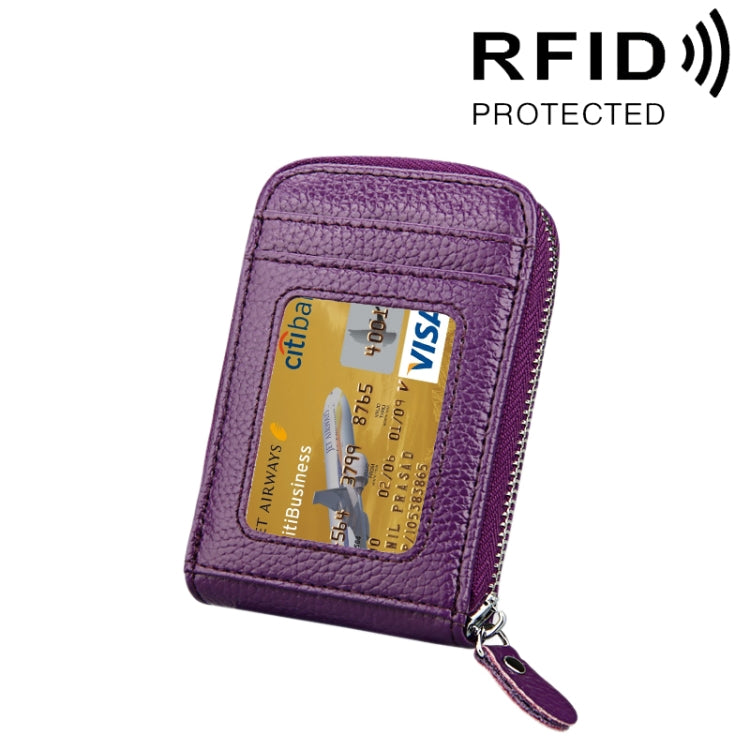 หนังวัวแท้สีทึบซิปแนวตั้งผู้ถือบัตรกระเป๋าสตางค์ RFID บล็อกบัตรกระเป๋าป้องกันกรณีที่มีช่องเสียบการ์ด 12 ช่องขนาด: 11.5 * 7.5 ซม.