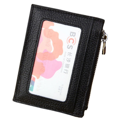 หนัง Cowhide สีทึบซิปผู้ถือบัตรกระเป๋าสตางค์ RFID ปิดกั้นบัตรกระเป๋าป้องกันกรณีกระเป๋าเงินเหรียญ, ขนาด: 11 * 8 * 1.5 ซม.
