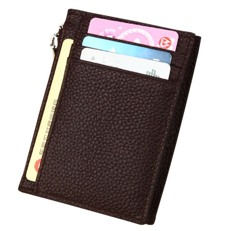 หนัง Cowhide สีทึบซิปผู้ถือบัตรกระเป๋าสตางค์ RFID ปิดกั้นบัตรกระเป๋าป้องกันกรณีกระเป๋าเงินเหรียญ, ขนาด: 11 * 8 * 1.5 ซม.