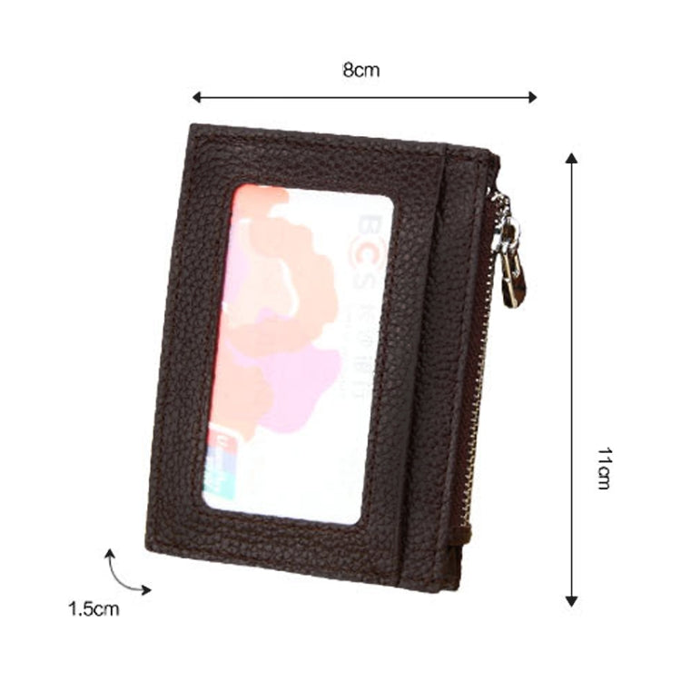 หนัง Cowhide สีทึบซิปผู้ถือบัตรกระเป๋าสตางค์ RFID ปิดกั้นบัตรกระเป๋าป้องกันกรณีกระเป๋าเงินเหรียญ, ขนาด: 11 * 8 * 1.5 ซม.