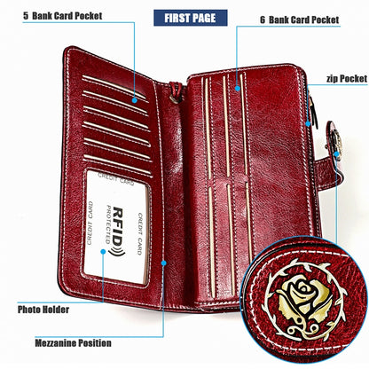 3555 คลัทช์กระเป๋าสตางค์ RFID ป้องกันแม่เหล็กมัลติฟังก์ชั่นความจุขนาดใหญ่ยาวสำหรับสุภาพสตรีพร้อมช่องเสียบการ์ด