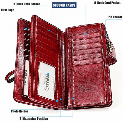 3555 คลัทช์กระเป๋าสตางค์ RFID ป้องกันแม่เหล็กมัลติฟังก์ชั่นความจุขนาดใหญ่ยาวสำหรับสุภาพสตรีพร้อมช่องเสียบการ์ด