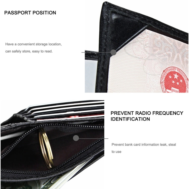กระเป๋าสตางค์หนังแท้ Antimagnet RFID / แพ็คเกจหนังสือเดินทาง / ช่องใส่การ์ดหนังวัวสำหรับผู้ชาย