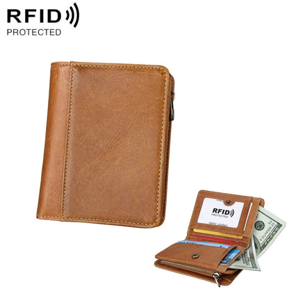 8231 ต่อต้าน แม่เหล็ก RFID ผู้ชายแฟชั่นเนื้อม้าบ้ากระเป๋าสตางค์หนังแท้กระเป๋าบัตร