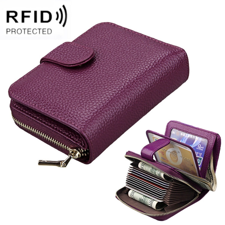 KB132 หนังวัวแท้สไตล์หญิงกระเป๋าสตางค์ RFID มัลติฟังก์ชั่น / กระเป๋าการ์ด / แพ็คเกจใบขับขี่